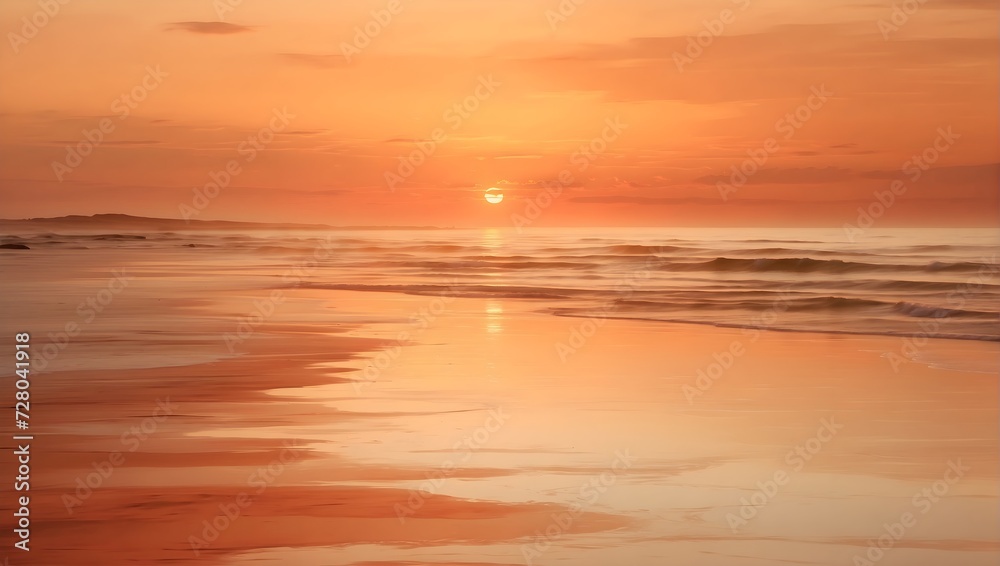 A softly blurred sunset, with warm colors blending smoothly across the horizon. generative AI