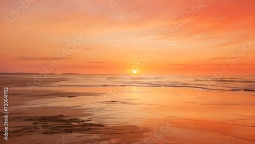 A softly blurred sunset, with warm colors blending smoothly across the horizon. generative AI