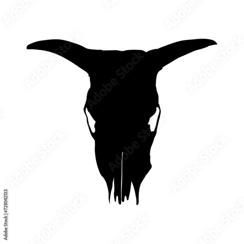 Cow skull silhouette, bull skull silhouette - vector illustration