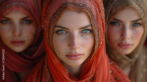 A beautiful Muslim woman with a red headscarf. International Day to Combat Islamophobia.