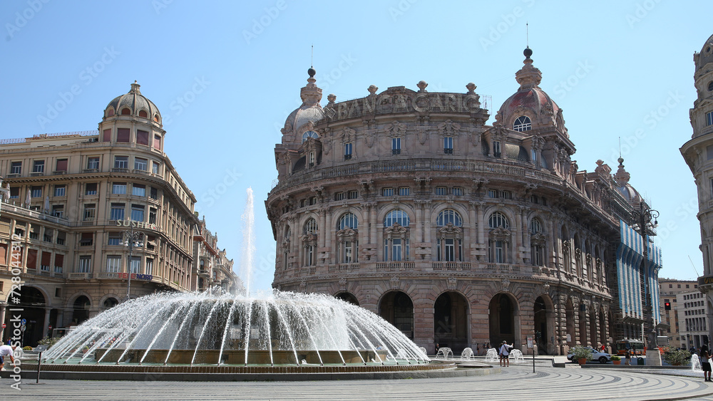 Obraz premium Palacio de la Bolsa de Valores, Plaza Raffaele de Ferrari, Génova, Italia
