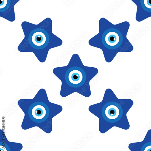 Fototapeta Naklejka Na Ścianę i Meble -  Evil eye magic seamless pattern. Symbol of protection, Turkish souvenir