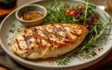 Grilled chicken breas in plate