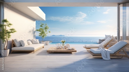 Luxury Resort Bedroom with Ocean View © ArtCookStudio