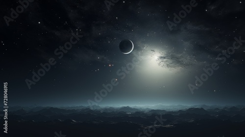 Space Exploration Scene with Distant Planet Highlighted