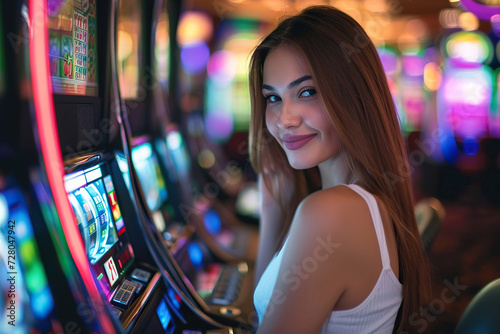 Girl life style,  playing casino slots