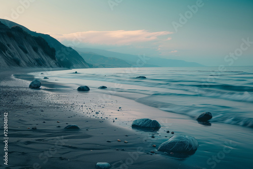 land scape evening view of the beach ai gnerated photo