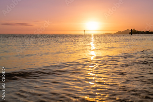 Sunset at Maunalua Bay Beach Park, Hawaii Kai, Honolulu Oahu.  photo