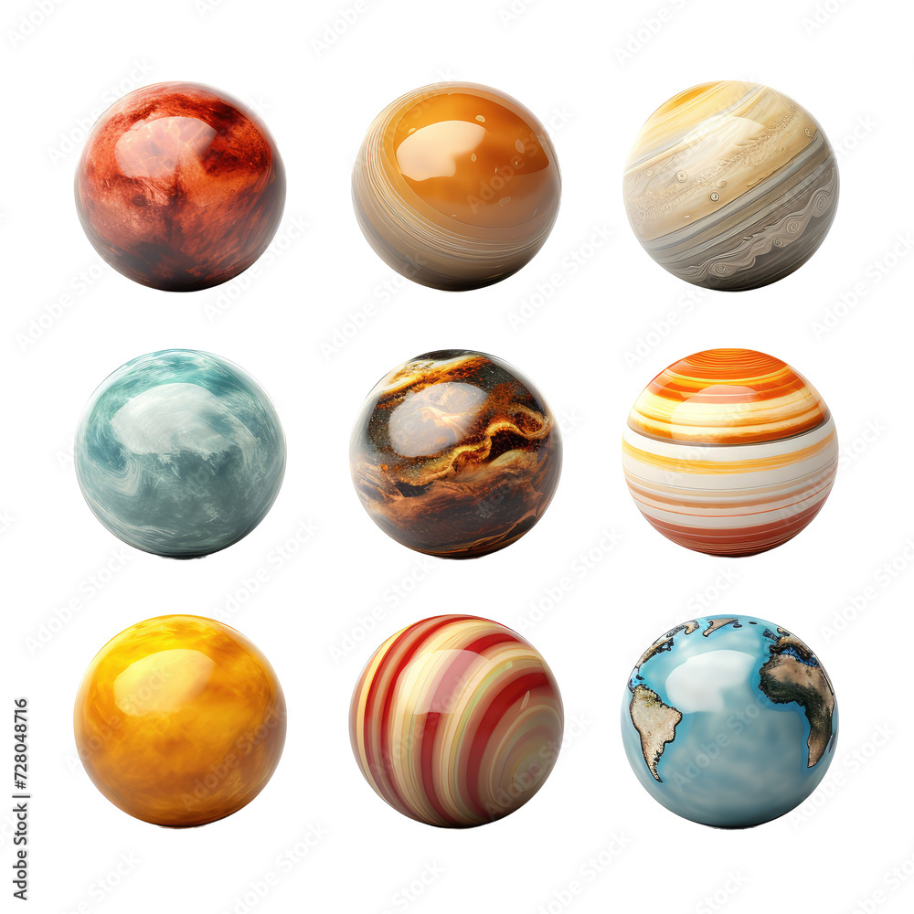 Set of planets on white or transparent background Set of planets on white or transparent background