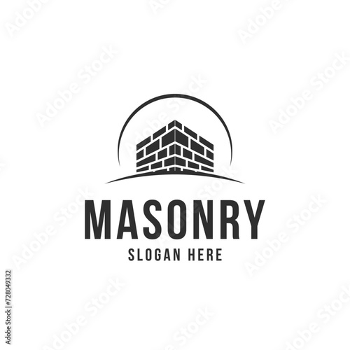 Masonry logo design vintage retro style