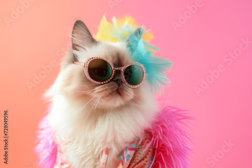 Himalayan kitten dressed in luxurious outfits for a festive advertisement