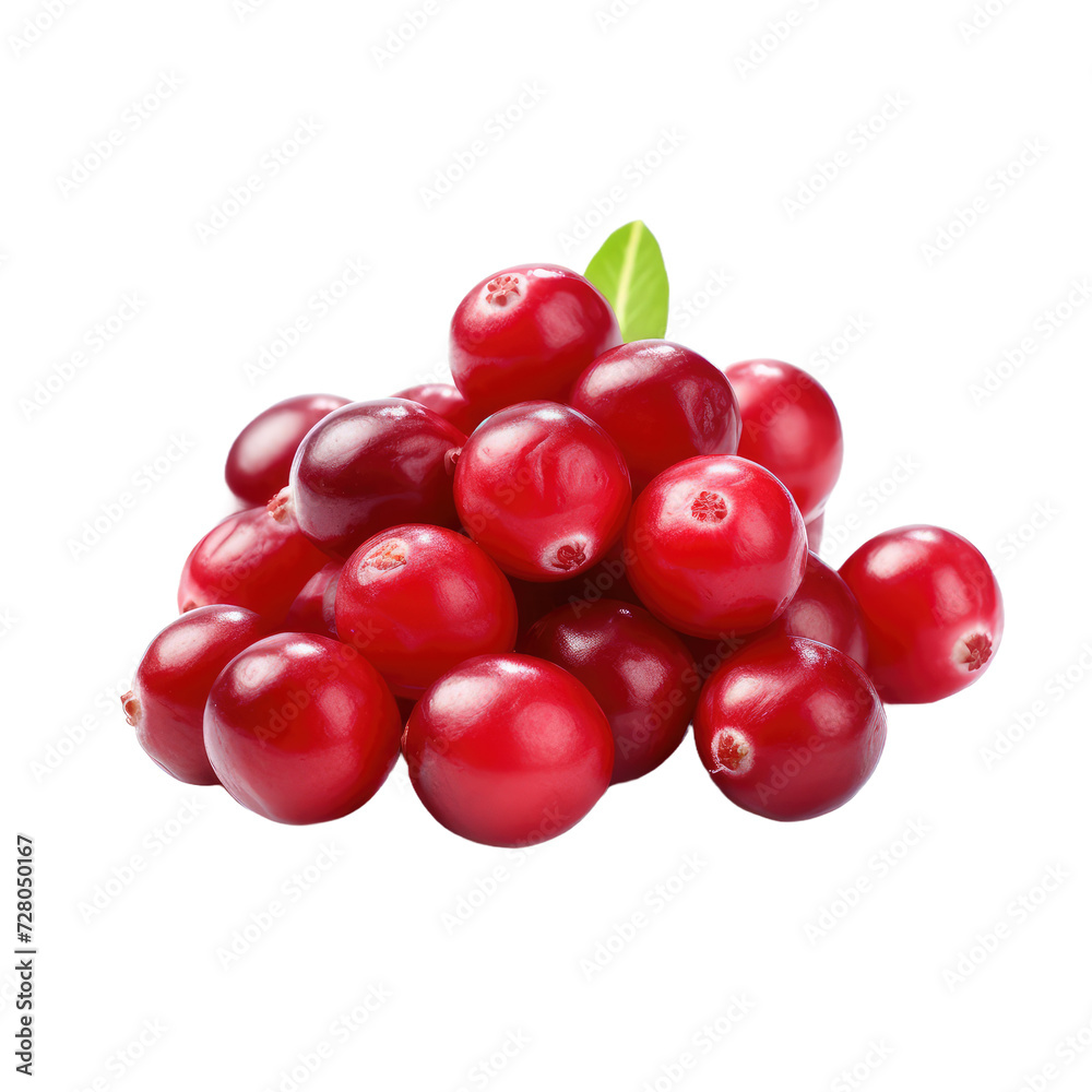 Heap cranberry on white or transparent background