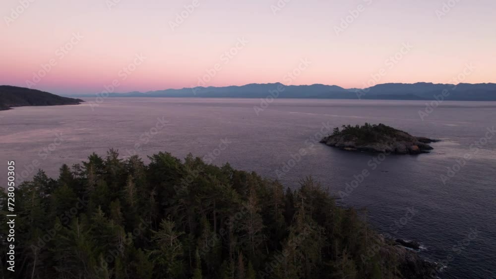 Seagulls flying over coastline of Vancouver Island, Sooke, BC, aerial drone footage, ocean sunset. 4K 24FPS Seagulls flying over coastline of Vancouver Island, Sooke, BC, aerial drone footage, ocean sunset. 4K 24FPS