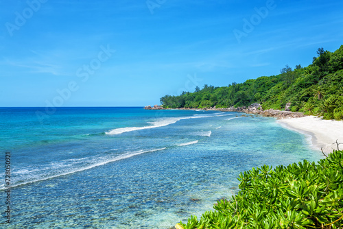 Anse Fourmis Beach, Island La Digue, Indian Ocean, Republic of Seychelles, Africa. #728050921