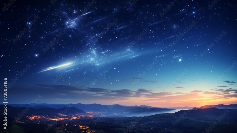 Night Sky with Meteor Shower