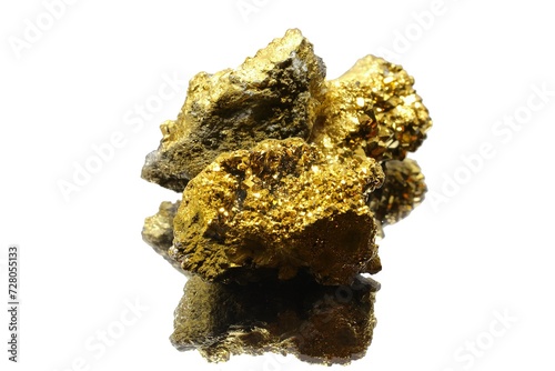 golden nugget just found by searchers on the white background photo