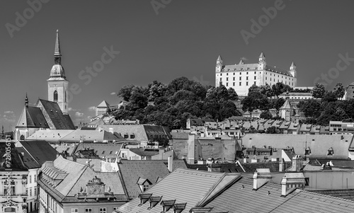 Photography Bratislava, Slovakia: Panoramic rooftop view of Bratislava Castle, the cathedral