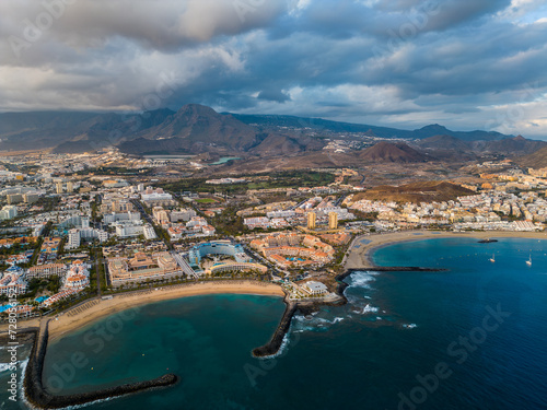 luxury hotels and resorts of ocean shore with blue water, south Tenerife, Canary © goami