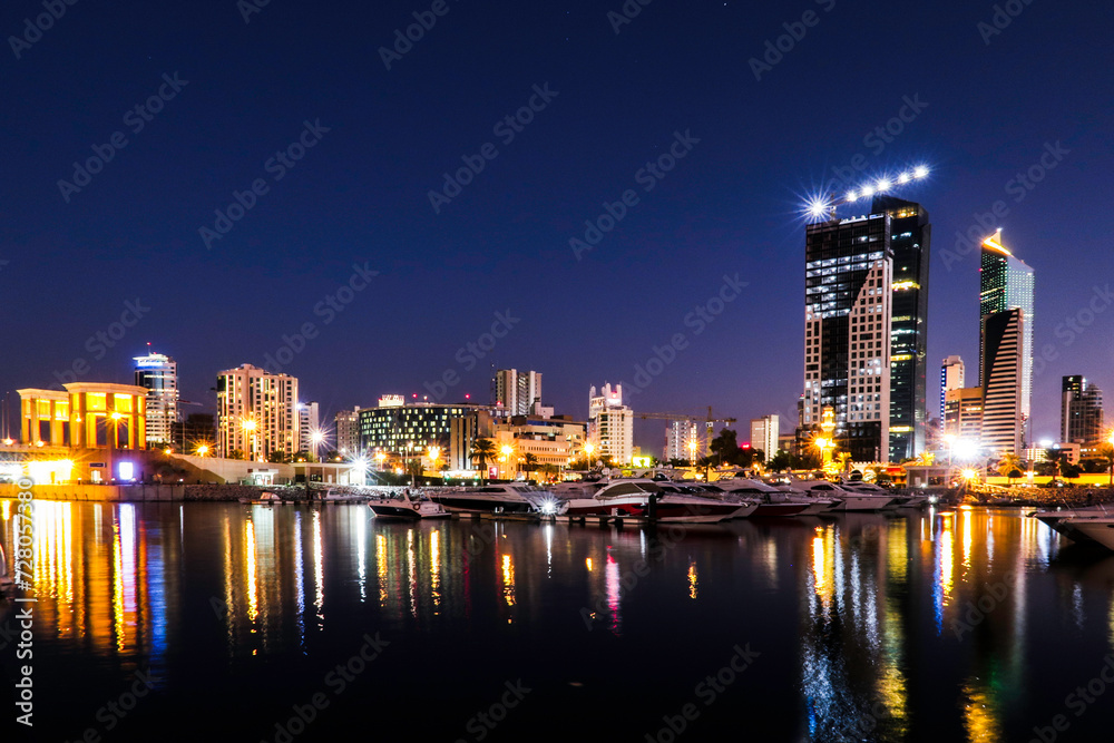 Kuwait city skyline at night