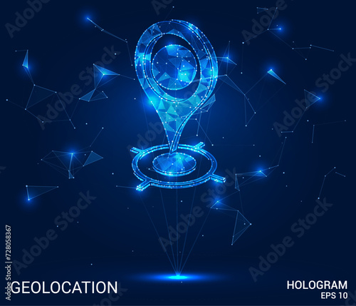 Hologram Map Pinpoint: Explore the future of location services with this vector art, presenting a holographic geo-icon. An innovative and captivating representation of navigation.