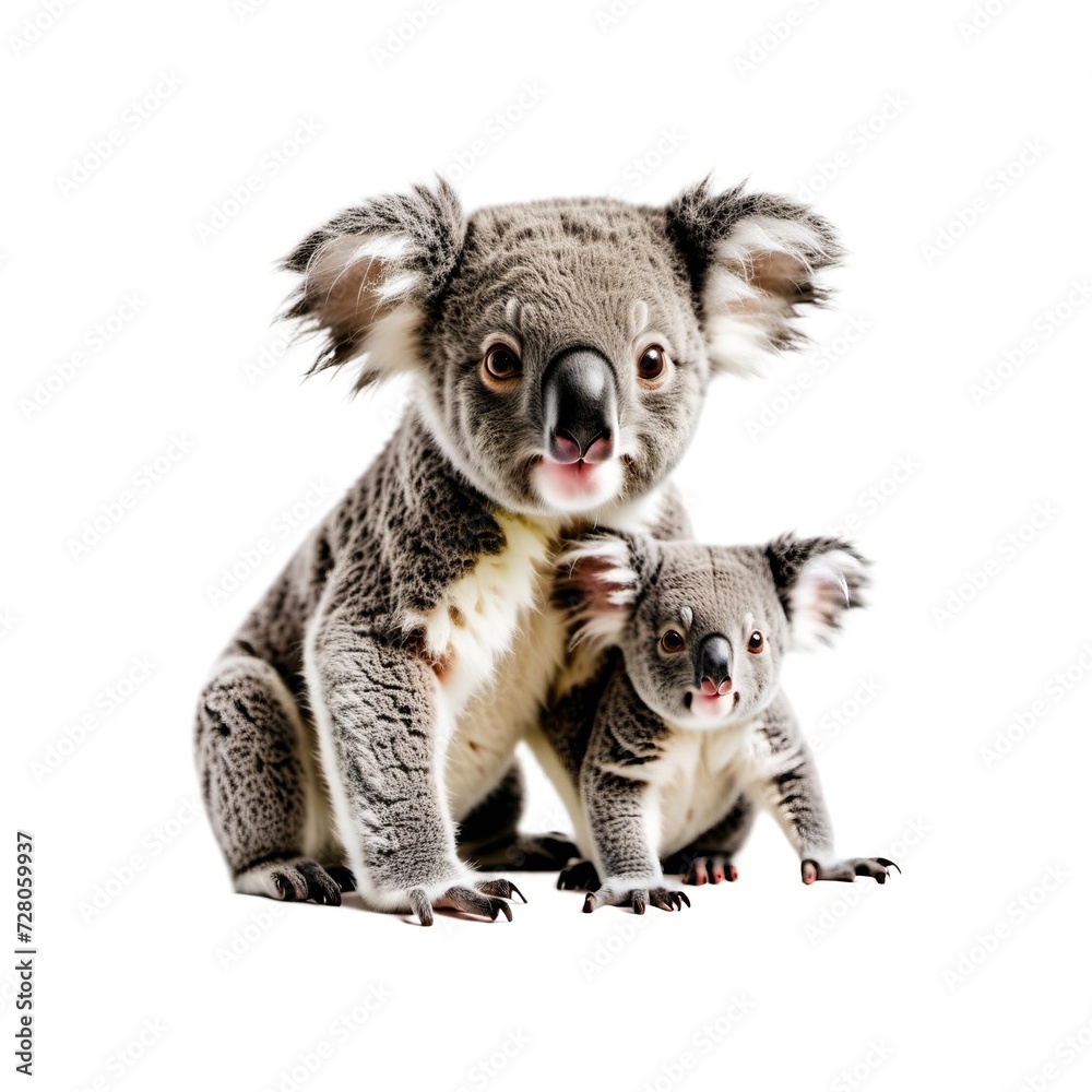 Cute Koala Mother and Baby Sitting Cute Koala Mother and Baby Sitting