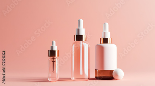 Experience the essence of skincare with a photo capturing the elegance of a standing bottle of moisturizing serum. A sleek and inviting image for beauty and cosmetic concepts.