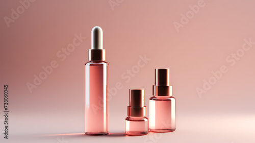 Experience the essence of skincare with a photo capturing the elegance of a standing bottle of moisturizing serum. A sleek and inviting image for beauty and cosmetic concepts. © Людмила Мазур
