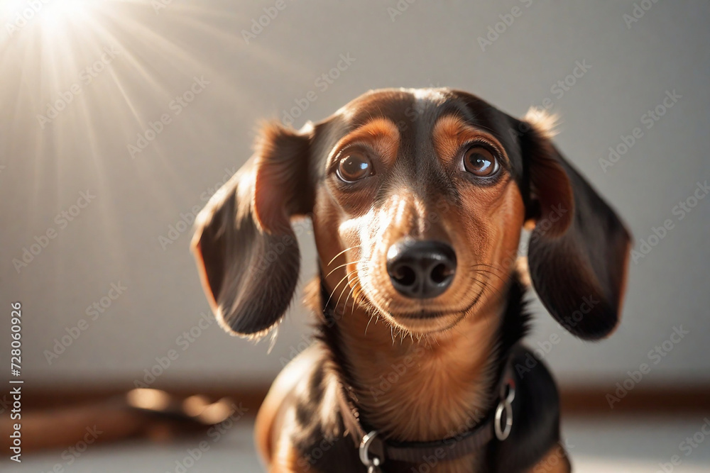 Portrait of a cute dachshund with funny eyes