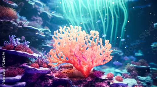 Dive into the mesmerizing underwater world with an image of colored corals flourishing on the seabed. A vibrant and captivating scene for marine themed designs and projects. © Людмила Мазур
