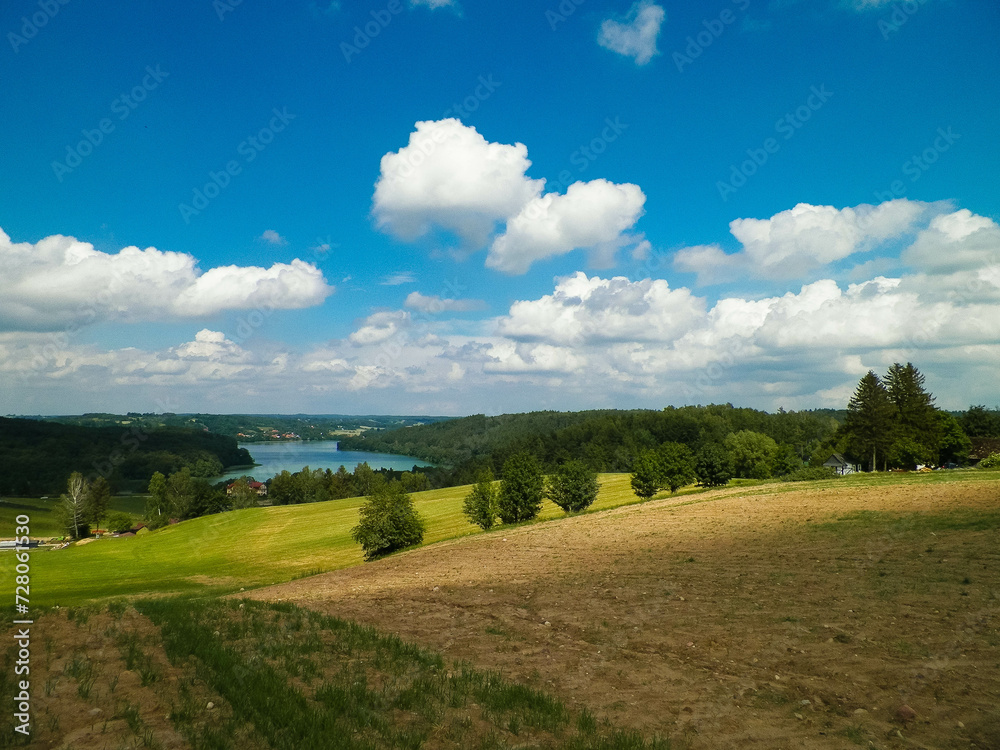 Beautiful view of Ostrzyckie Lake in Wiezyca Region, Poland