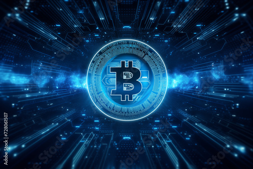 Bitcoin Münze aus Gold, digitales Gold, Kryptowährungen sind alternative digitale Währungen