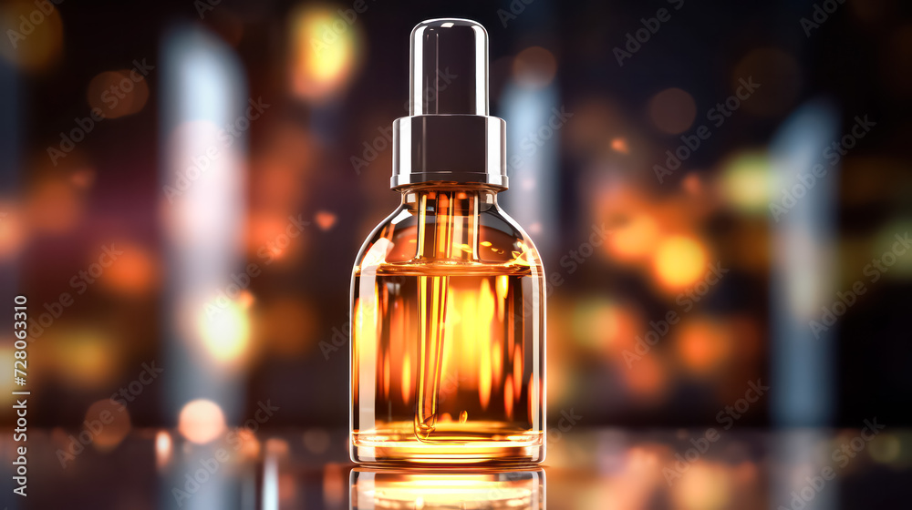 Discover the purity of skincare with a facial serum featuring natural ingredients in a transparent bottle. A clean and inviting image for beauty and cosmetic concepts.