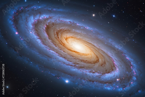 Colorful spiral galaxy in universe