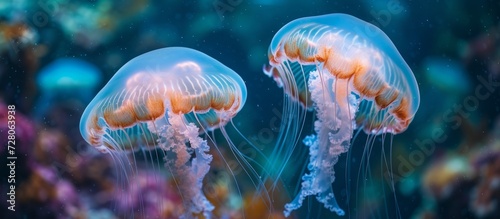 Mesmerizing Depths: A Colorat Pair of Chrysaor Jellyfish in the Stunning Se Depths © TheWaterMeloonProjec