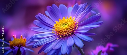 Breathtaking Aster Flower with a Radiant Yellow center - Aster  flower  yellow  center  Aster  flower  yellow  center  Aster  flower  yellow  center