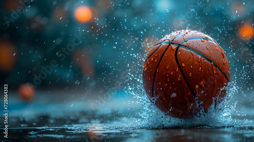 Basketball Ball Flying In Water Drops And Splashes © taraskobryn