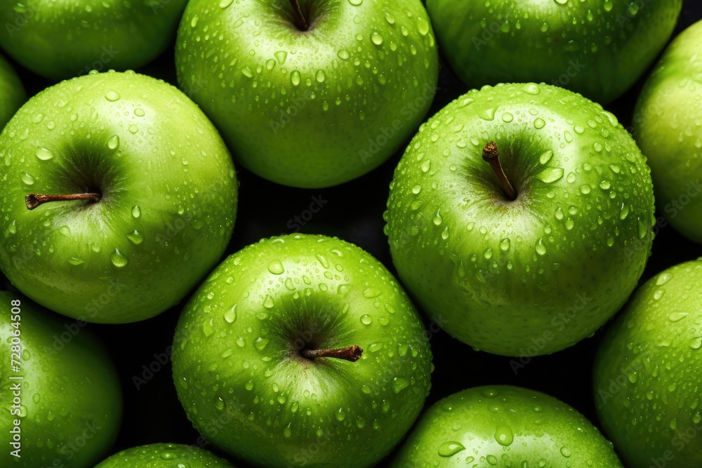 Fresh ripe green apple, healthy bio fruit food gardening concept. Generative Ai