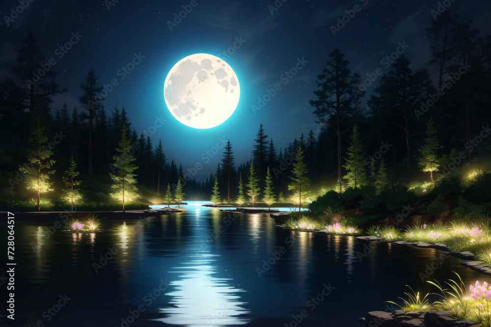 A Glowing Forest Dreamscape - Ai Generated A Glowing Forest Dreamscape - Ai Generated
