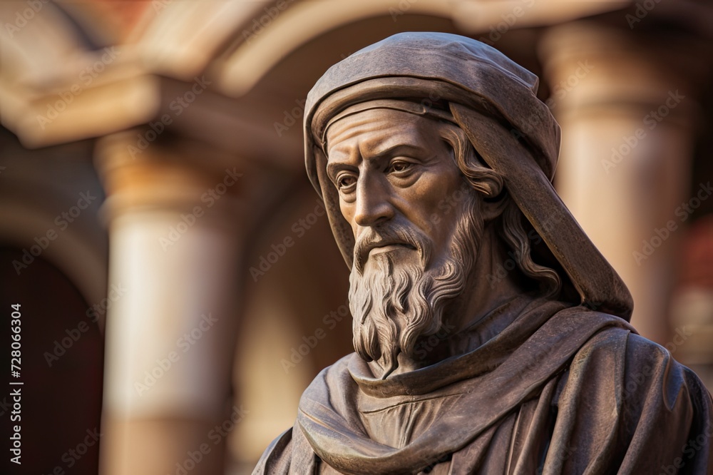 Geoffrey Chaucer bronze statue.