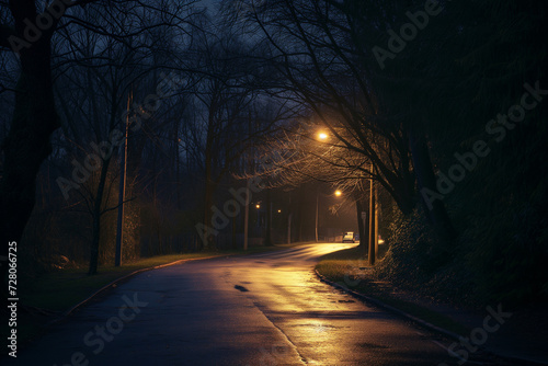 red light in the night.AI generated