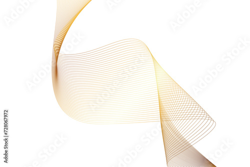 Abstract gold vector wavy lines flowing smooth curve design. Isolated on transparent background. Design of luxury, technology, science, music, modern