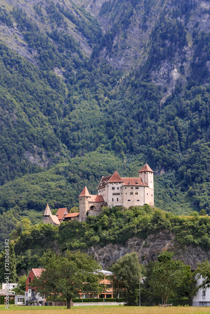 he medieaval castle on the rock Gutenberg Castle in Balzers, Liechtenstein.