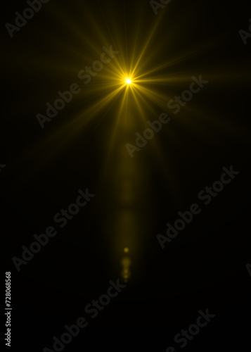 gold sunburst effect background,Lens flare light on black background or Lens flare glow light effect on black background.Easy to add overlay or screen filter over photos