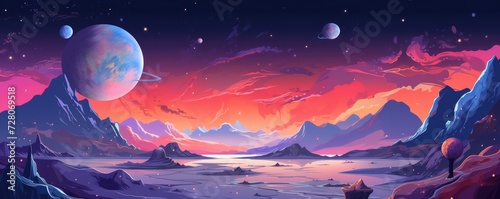 Fantasy galaxy travel sky adventure  wallpaper  colorful panorama. Generative Ai.