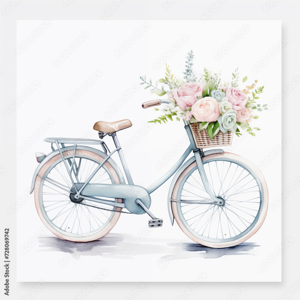 watercolor bicycle poster canvas