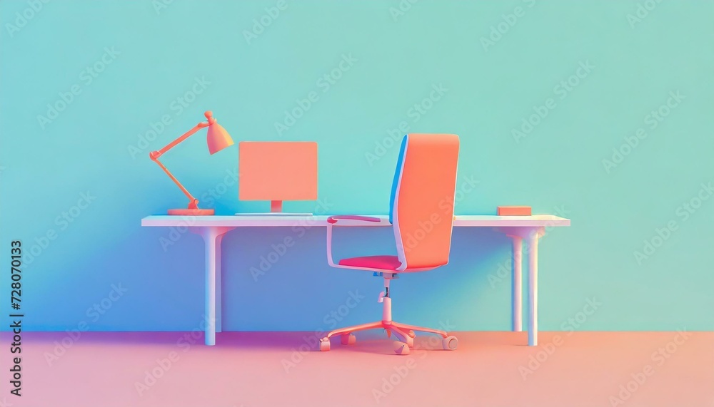 Fototapeta premium 3D illustration of office chair and desk.
