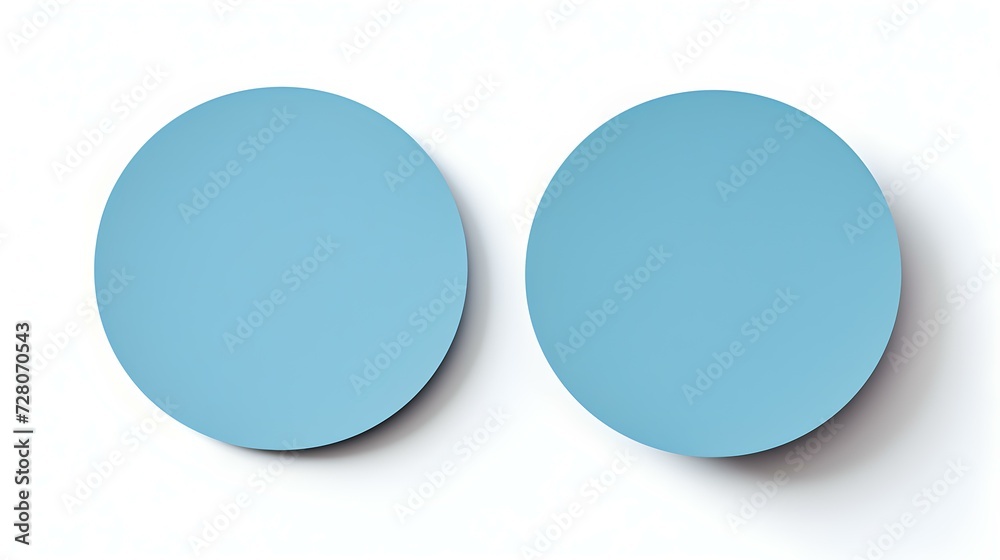 Two Blue round Paper Notes on a white Background. Brainstorming Template with Copy Space Two Blue round Paper Notes on a white Background. Brainstorming Template with Copy Space