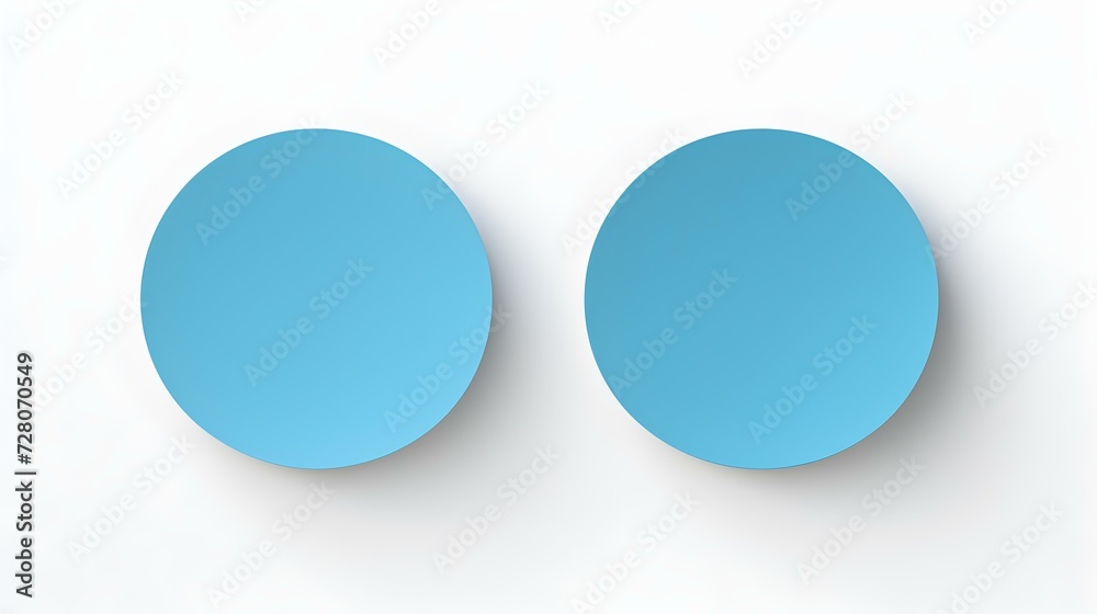 Two Blue round Paper Notes on a white Background. Brainstorming Template with Copy Space