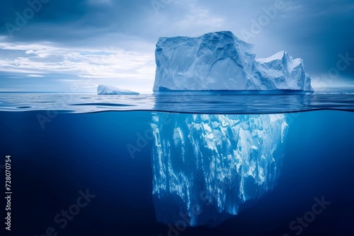 landscape with iceberg in water,global warming concept