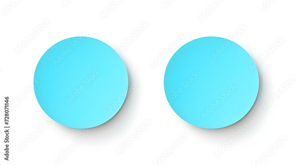 Two Cyan round Paper Notes on a white Background. Brainstorming Template with Copy Space
